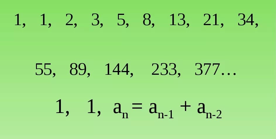 формула последовательности фибоначчи